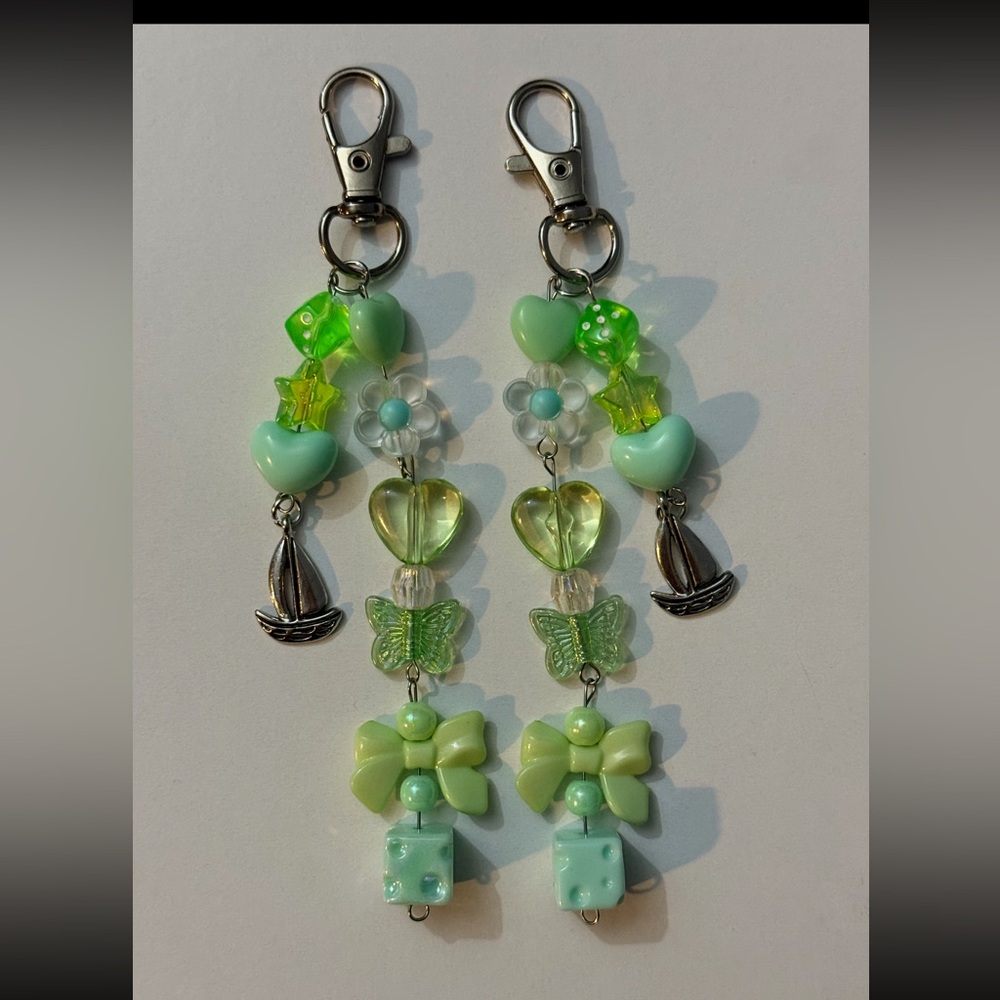 Green Beaded keychains